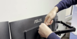 Rocelco 46" Adjustable Desk Riser with Triple Monitor Mount - Image 3